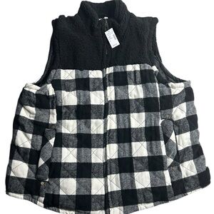Maurices Women’s‎ Plus 2X Buffalo Plaid Sherpa Fleece Quilted Vest NWT Cozy